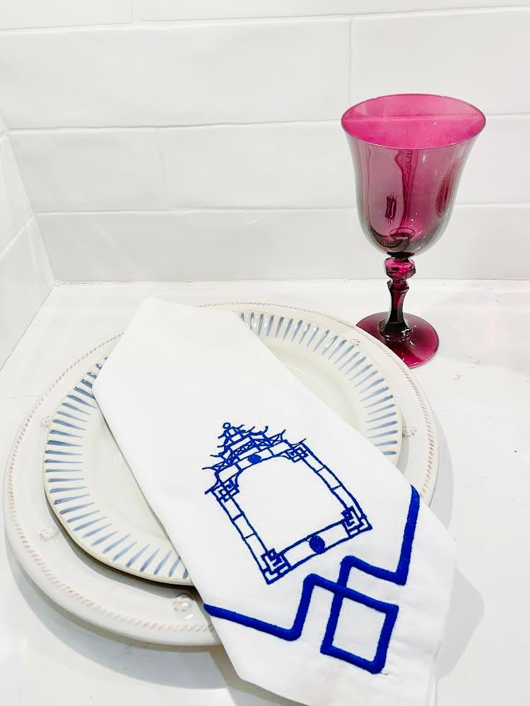 Pagoda Trellis Embroidered Napkin