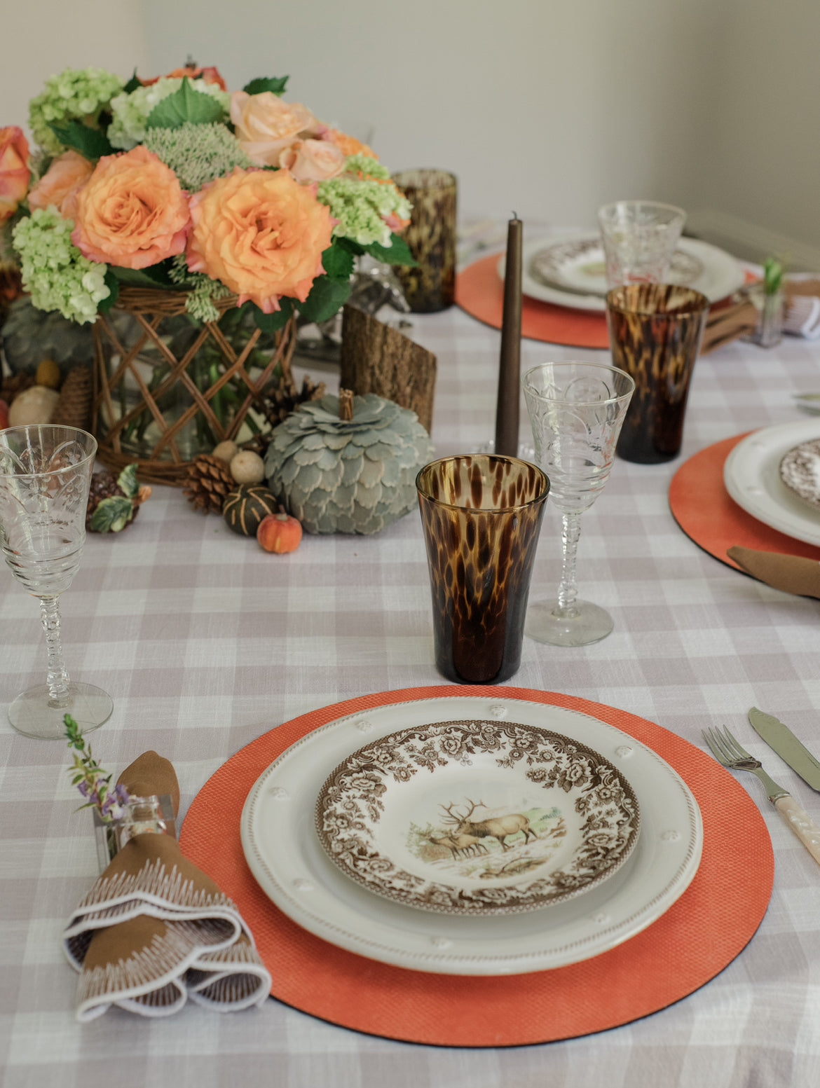 Coral Snakeskin Felt-Backed Placemat