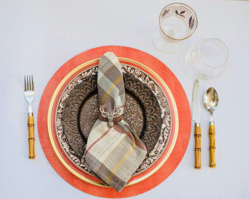 Coral Snakeskin Felt-Backed Placemat