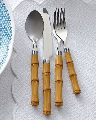 Bamboo Handle Flatware, 5 piece set