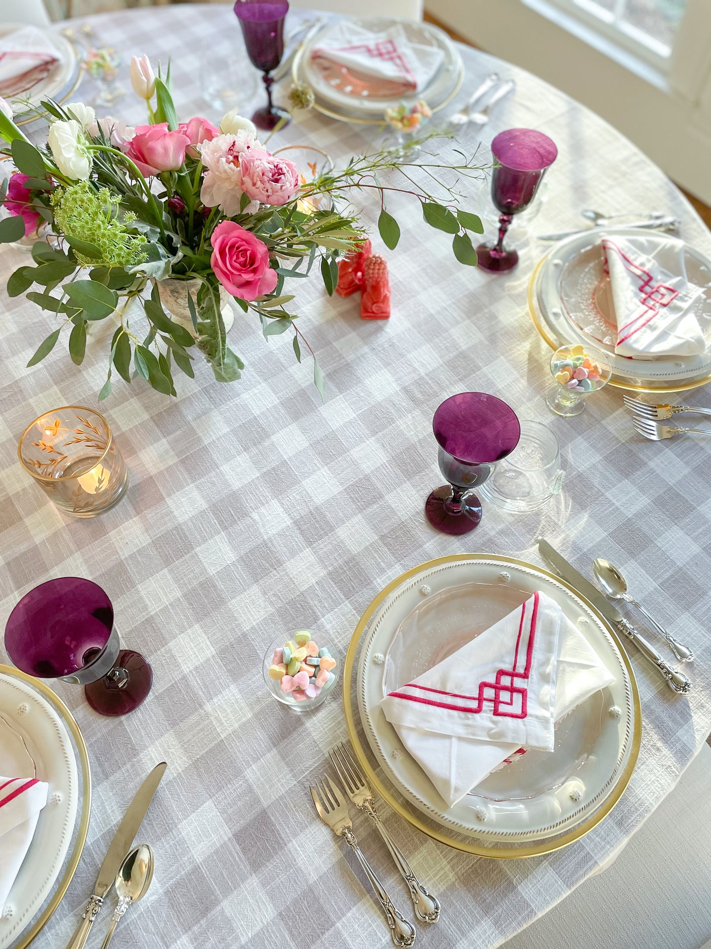 Interlocking Key Embroidered Napkin