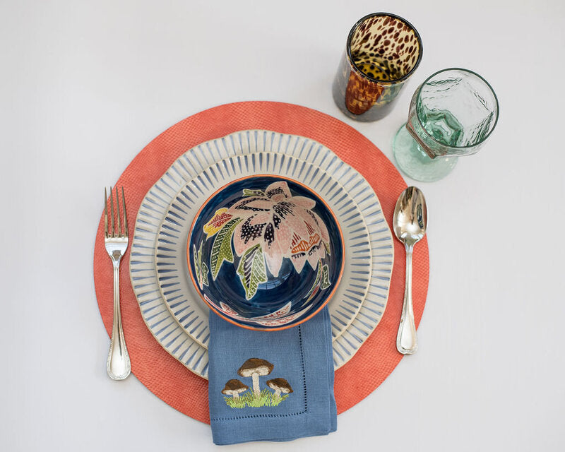 Coral Snakeskin Felt-Backed Placemat