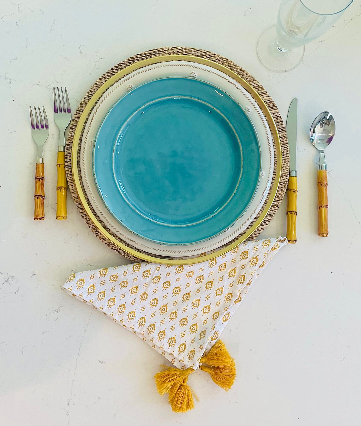 Yellow Ikat Napkin with Tassel