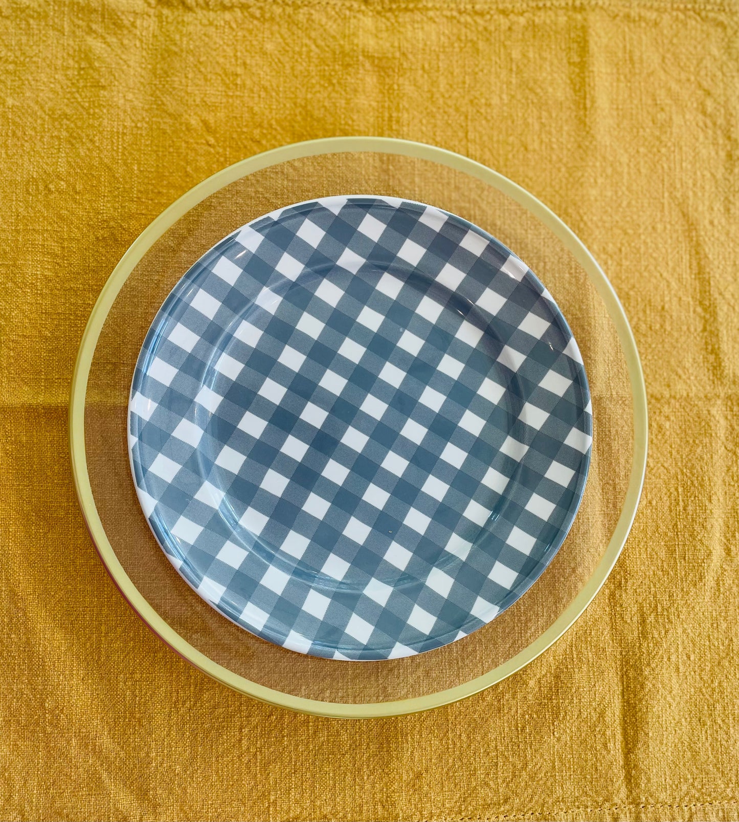 Grey Gingham Dessert/Salad Plate