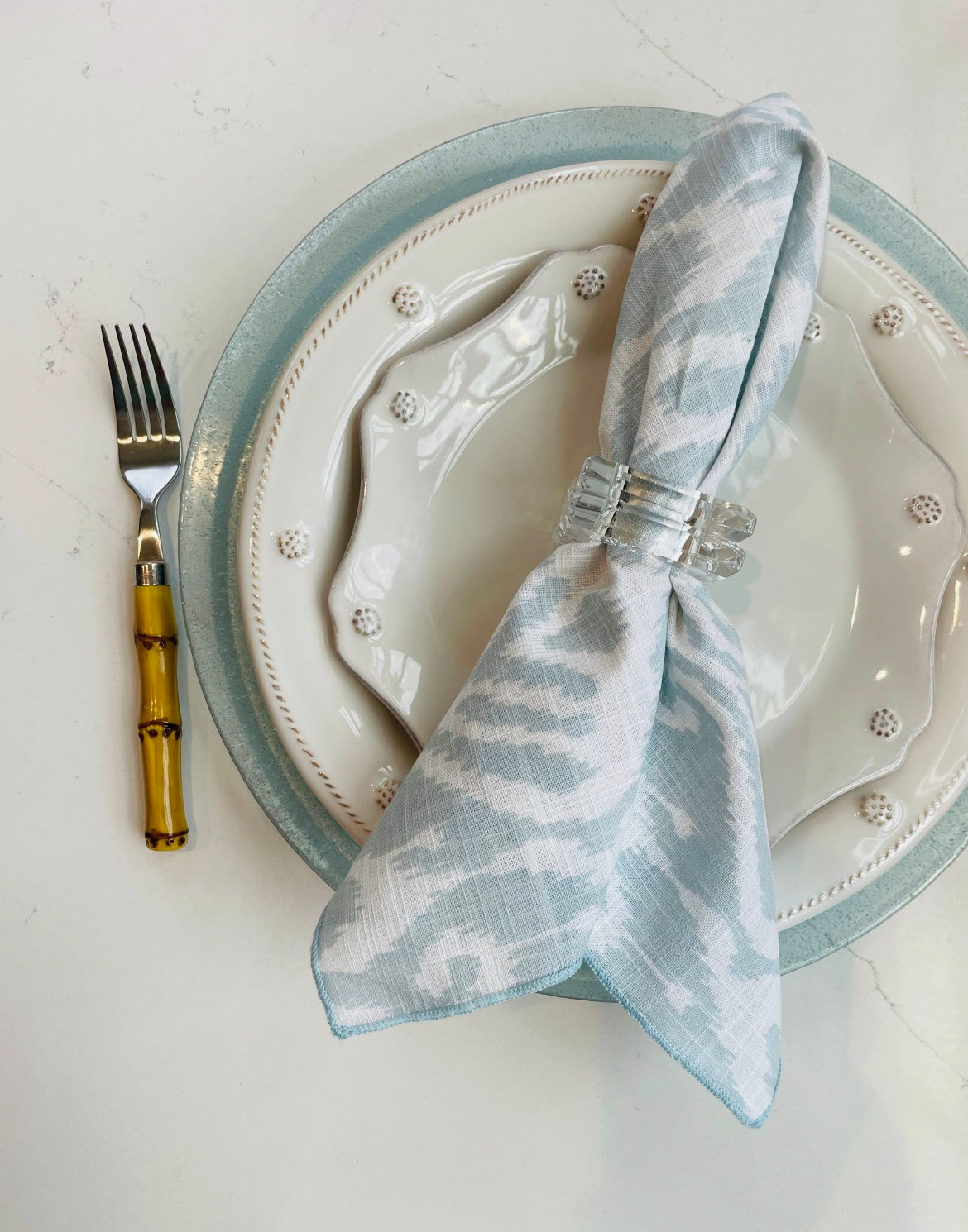 Blue Bubble Glass Charger Plate