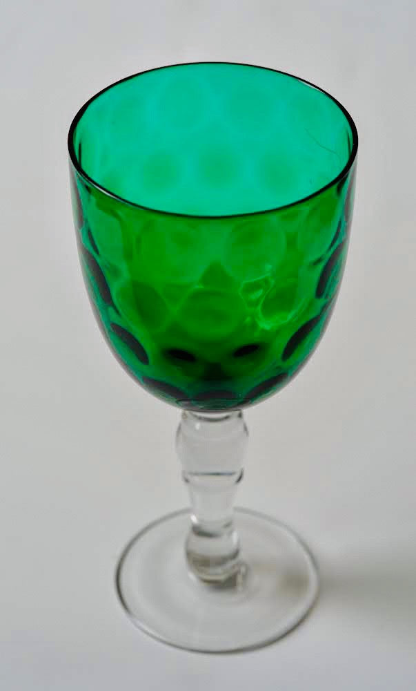 Green Glass Water Goblet