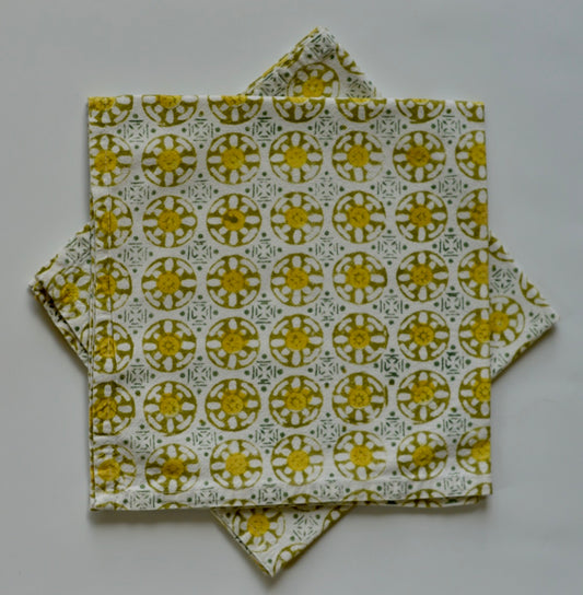 Yellow and Green Printed Napkin